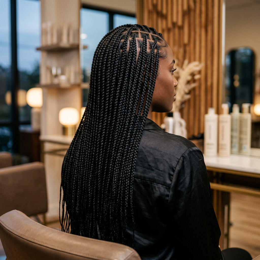 Braiding work by Astrid and Luna