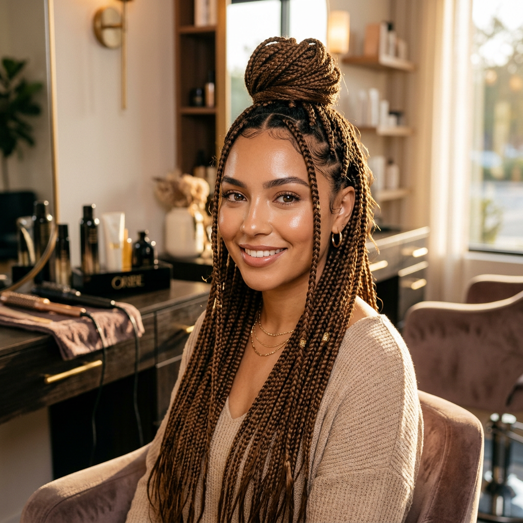 Braiding work by Astrid and Luna