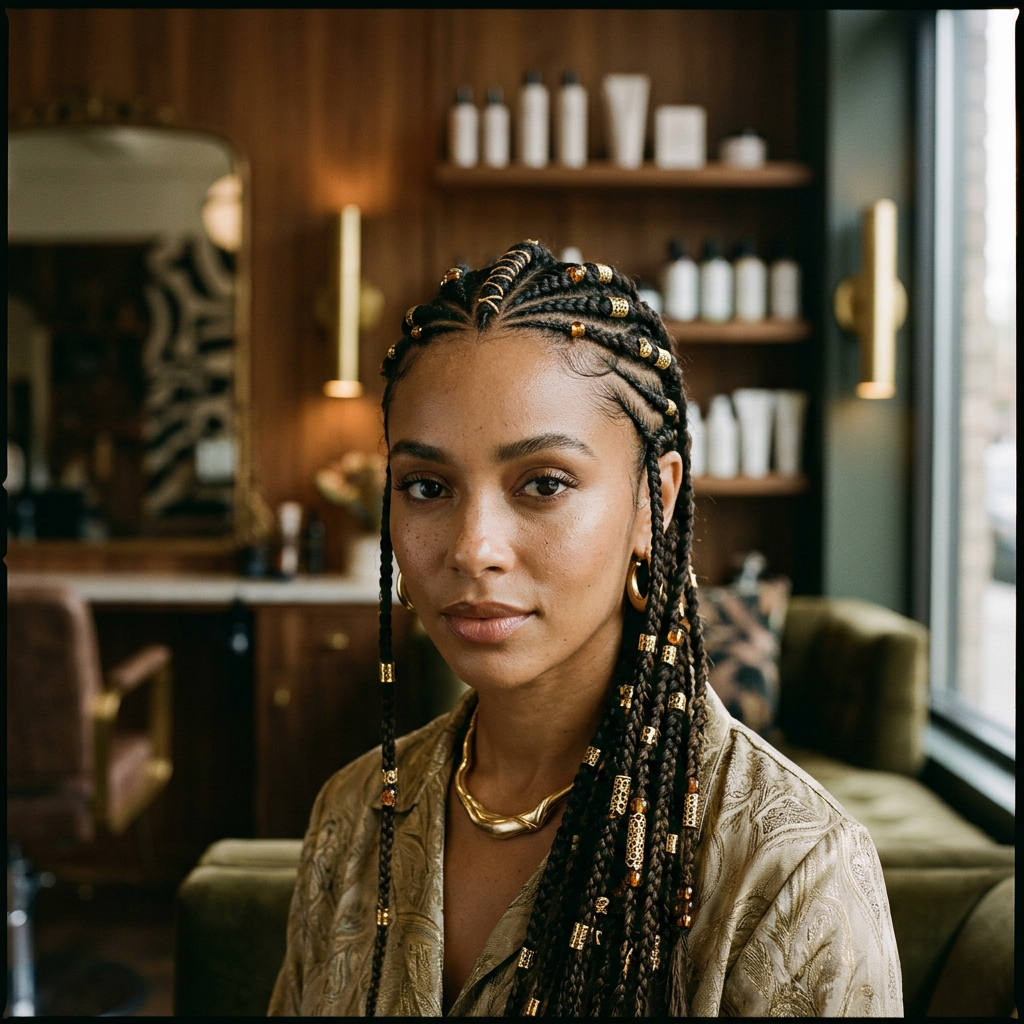 Braiding work by Astrid and Luna
