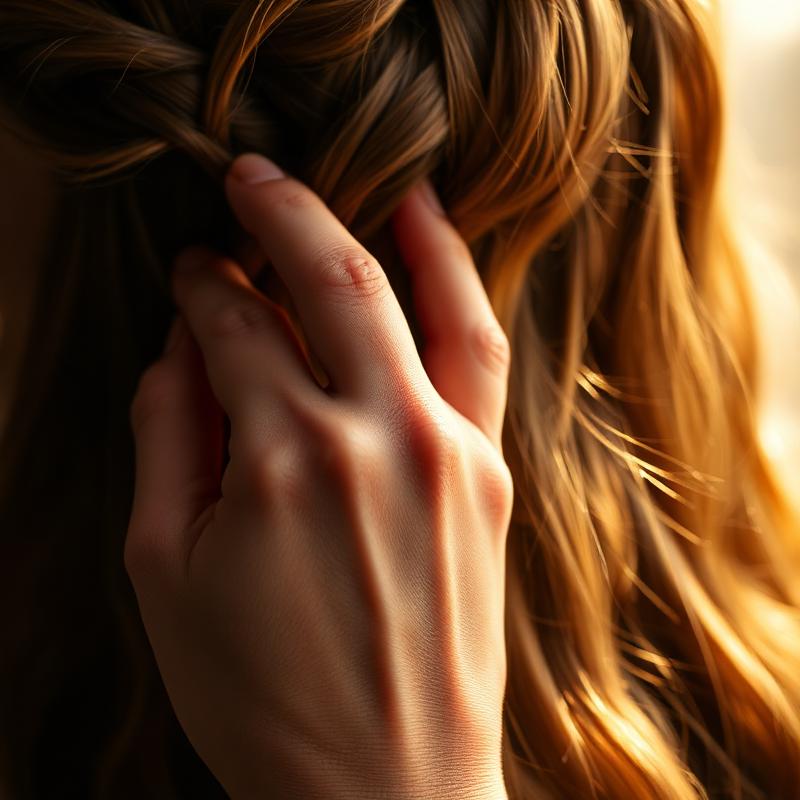 Braiding work by Astrid and Luna
